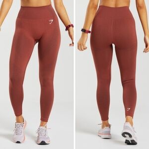 Gymshark Vital Seamless Leggings Brick Red, Soft Stretchy Athletic Wear, Size L